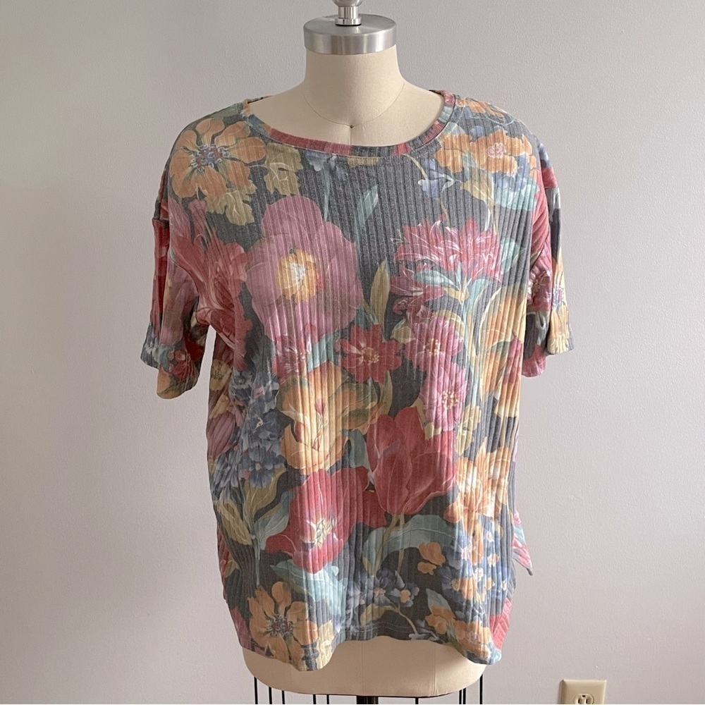 Vintage Joule Engergy -1990s- Floral Top- Multicolored- Size Medium